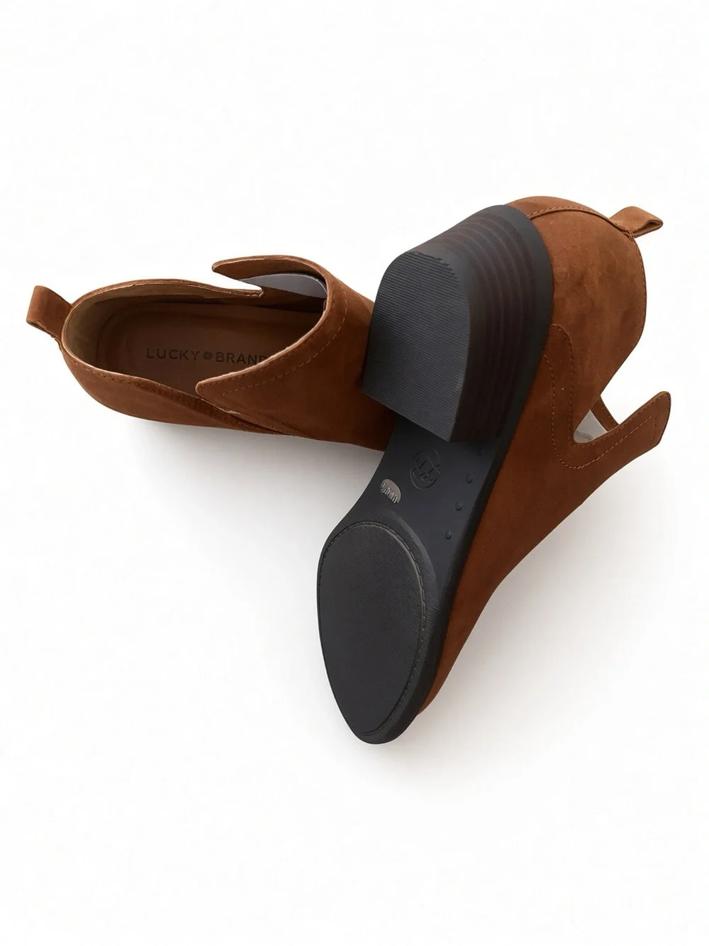 Lucky Brand Women's Suede-Look Ankle Booties in Cognac size 11 NWB